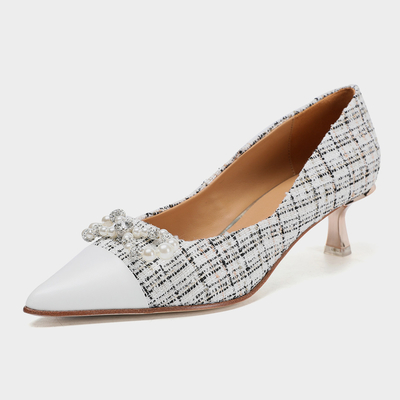 Les chaussures élégantes en cuir molles des femmes, chaussures piquantes occasionnelles quotidiennes de pompe de talon haut de 5cm