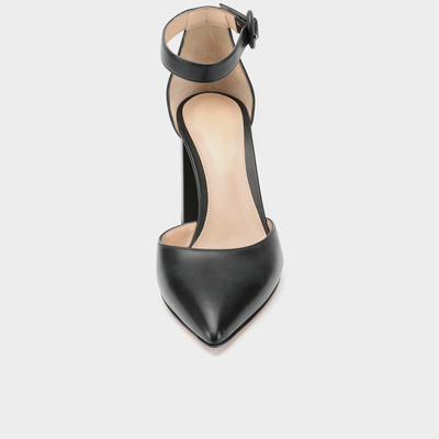 Talon carré Tan Ankle Strap Shoes, chaussures élégantes de dames de courroie de cheville de 8cm