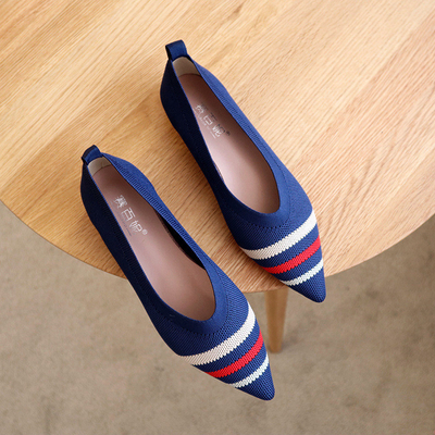 3d a tricoté le style moderne plat des chaussures en cuir des femmes de vamp à la mode