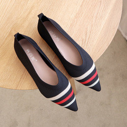 3d a tricoté le style moderne plat des chaussures en cuir des femmes de vamp à la mode