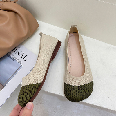 Soled mou a tricoté la bouche peu profonde chausse l'été femelle de ressort pédalent à plat style féerique