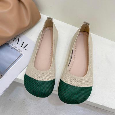 Soled mou a tricoté la bouche peu profonde chausse l'été femelle de ressort pédalent à plat style féerique