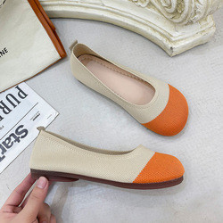Soled mou a tricoté la bouche peu profonde chausse l'été femelle de ressort pédalent à plat style féerique
