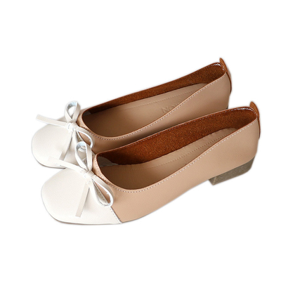 Les chaussures plates de Colorblock de pompe nue du confort des femmes, façonnent les appartements en cuir d'arc