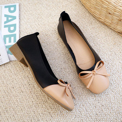 Les chaussures plates de Colorblock de pompe nue du confort des femmes, façonnent les appartements en cuir d'arc