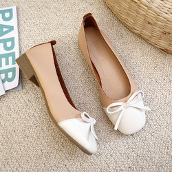 Les chaussures plates de Colorblock de pompe nue du confort des femmes, façonnent les appartements en cuir d'arc