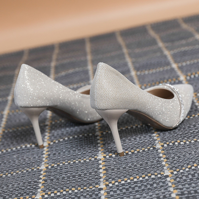 Affaires de luxe brillantes Lager Size Ladies Summer Wedding de fausse pierre de chaussures de talons hauts