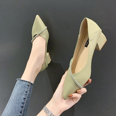 Le ressort élégant de bureau a dirigé Single Ladies le cuir qu'occasionnel chausse le talon carré de 4cm