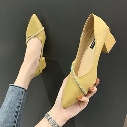 Le ressort élégant de bureau a dirigé Single Ladies le cuir qu'occasionnel chausse le talon carré de 4cm
