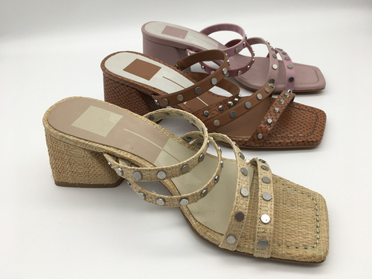 #6 - #11 été Chunky Heel Sandals/Tan Ladies Peep Toe Sandals