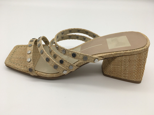 #6 - #11 été Chunky Heel Sandals/Tan Ladies Peep Toe Sandals