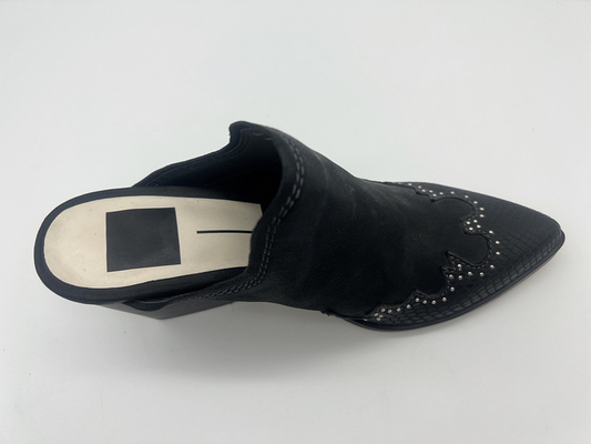 Chaussures de cuir molles de suède de vache à noir fermé scintillant de Toe Platform Womens Dress Shoes