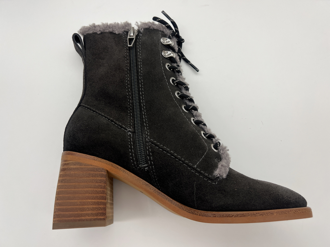 Bottes à lacets antidérapantes imperméables de robe de l'hiver des femmes, cuir mou de suède de vache avec la doublure de haute qualité de peluche
