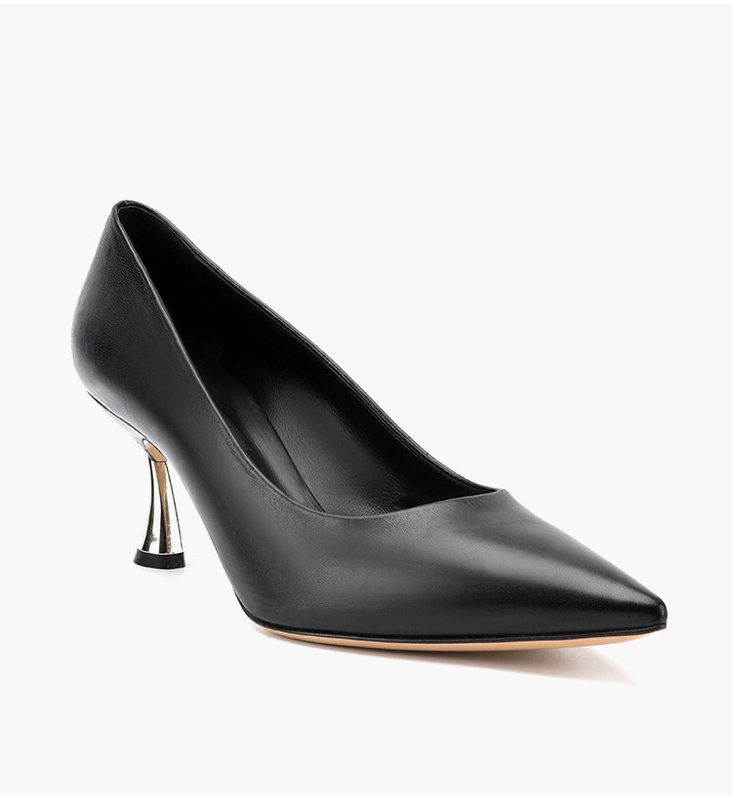 Chaussures habillées noires respirantes confortables à talons bas chaussures en cuir formelles à bout fermé pour femmes