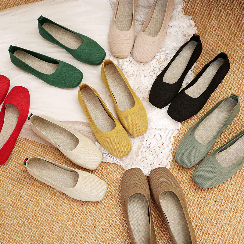 Tricoté rond Madame Flats Shoes des oisifs de toutes les femmes de match de tête à fond plat le journal